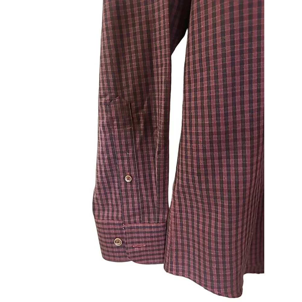 James Tattersall Mens Shirt Red Black Plaid Cotton Long Sleeve Button‎ Up NWT